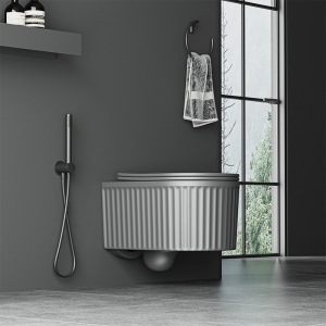 Vas WC suspendat Luma Gray rimless si cu capac soft close - Img 8