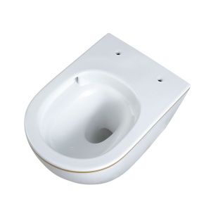Vas WC suspendat Mizu Tornado White&Gold 02, rimless, capac din duroplast cu softclose - Img 8