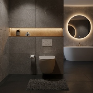 Vas WC suspendat Peak Cappuccino rimless cu capac soft close duroplast - Img 10
