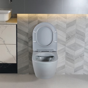 Vas WC suspendat Peak Grey Matt, rimless cu capac soft close duroplast - Img 9