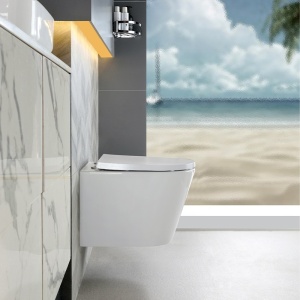 Vas WC suspendat Prima Tornado White TR-02, rimless cu capac din duroplast si inchidere softclose - Img 4