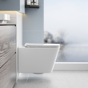 Vas WC suspendat Rain White Glossy, rimless cu capac softclose - Img 2