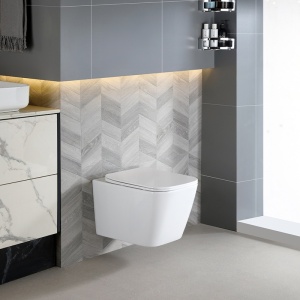 Vas WC suspendat Rain White Glossy, rimless cu capac softclose - Img 12