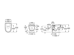 Vas wc suspendat Roca Ona rimless negru mat 53 x 36 cm - Img 3