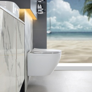 Vas WC suspendat Tornado Flow White rimless cu capac softclose - Img 5