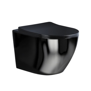 Vas WC suspendat Tornado Flower Black cu capac din duroplast si softclose