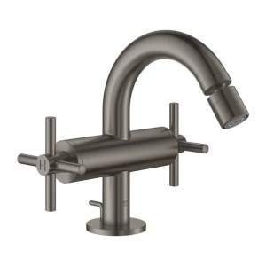 Baterie bideu Grohe Atrio antracit periat Hard Graphite dubla comanda cu ventil Pop-Up