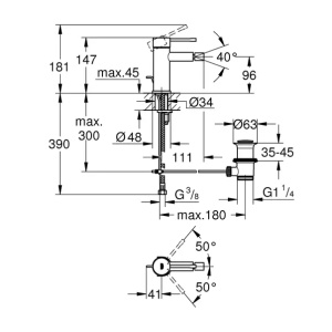 Baterie bideu Grohe Essence monocomanda antracit periat Hard Graphite - Img 3