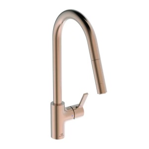 Baterie bucatarie cu dus extactibil Ideal Standard Gusto 233 cupru Sunset Rose 2 tipuri de jet - Img 1