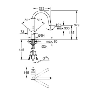Baterie bucatarie cu dus extractibil Grohe Minta auriu periat Cool Sunrse - Img 3