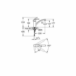 Baterie bucatarie Grohe Eurosmart New cu pipa joasa crom lucios - Img 2