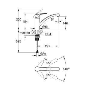 Baterie bucatarie Grohe Start monocomanda negru mat - Img 5