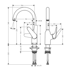 Baterie bucatarie Hansgrohe Focus M42 cu pipa rotativa crom - Img 2