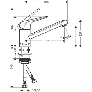 Baterie bucatarie monocomanda crom periat Hansgrohe Focus M42 100 cu 1 jet - Img 2