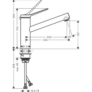 Baterie bucatarie monocomanda crom periat Hansgrohe Zesis M33 150 cu 1 jet presiune joasă apa caldă - Img 2