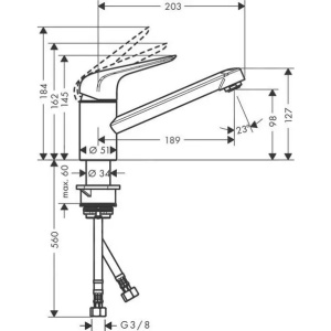 Baterie bucatarie monocomanda Hansgrohe Focus M42 100 CoolStart EcoSmart cu 1 jet - Img 2
