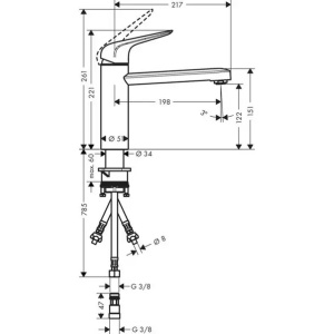Baterie bucatarie monocomanda Hansgrohe Focus M42 120 cu 1 jet 71804000 - Img 2
