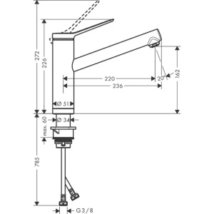 Baterie bucatarie monocomanda negru mat Hansgrohe Zesis M33 150 cu 1 jet - Img 2