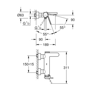 Baterie cada - dus Grohe Plus antracit periat Hard Graphite monocomanda - Img 5