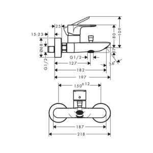 Baterie cada - dus Hansgrohe Rebris E monocomanda negru mat - Img 2