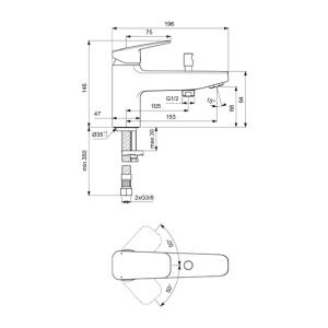 Baterie cada - dus Ideal Standard Ceraplan monocomanda negru mat - Img 2