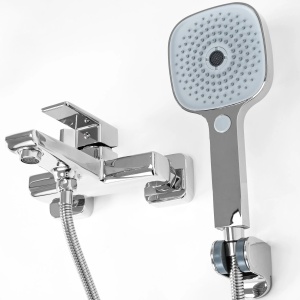 Baterie Cada REA ORIX CHROME, Montaj Pe Perete, 2 Functii De Curgere A Apei, Dus De Mana Inclus, Crom - Img 3