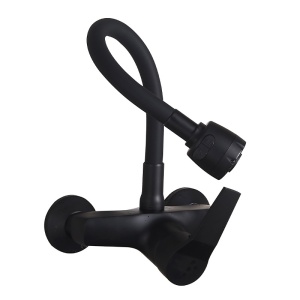 Baterie de bucatarie monocomanda cu montaj pe perete Dover cu gat flexibil negru mat - Img 11