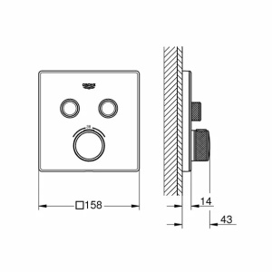 Baterie dus Grohe Grohtherm SmartControl termostatica patrata - Img 2