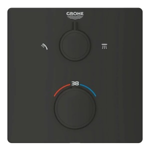 Baterie dus incastrata cu termostat Grohe Grohtherm 2 iesiri negru mat patrat - Img 2