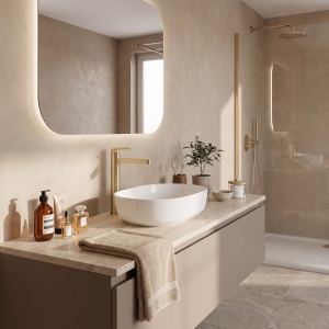 Baterie inalta pentru lavoar Rea Grace Brushed Gold - Img 6
