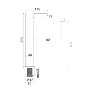 Baterie inalta pentru lavoar Rea Hunter Brush Nickel - Img 8