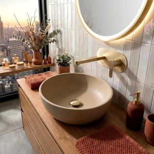 Baterie incastrata pentru lavoar REA Arcos Brush Gold - Img 8