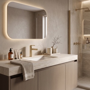 Baterie joasa pentru lavoar Rea Grace Brush Gold - Img 4