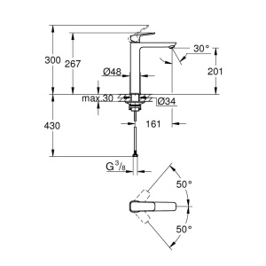 Baterie lavoar Grohe Cubeo XL monocomanda negru mat - Img 5