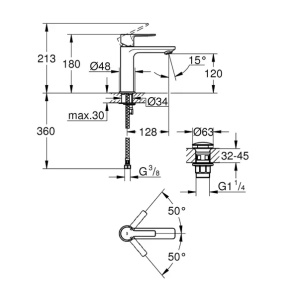 Baterie lavoar Grohe Lineare marimea S crom periat Supersteel monocomanda - Img 3