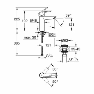 Baterie lavoar Grohe Start negru mat cu ventil Click-Clack - Img 2