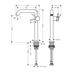 Baterie lavoar inalta Hansgrohe Tecturis S EcoSmart+ 240 Fine CoolStart finisaj negru mat - Img 3