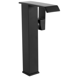 Baterie Lavoar Inalta REA KENT, Montaj Pe Blat, Capat Fix, Tip Cascada, Inaltime 28 Cm, Finisaj Negru Mat - Img 2