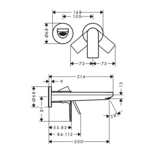 Baterie lavoar incastrata Hansgrohe Rebris E negru mat - Img 2