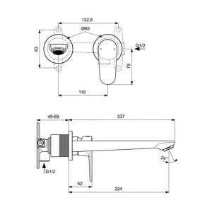 Baterie lavoar incastrata Ideal Standard Cerafine O negru mat - Img 2
