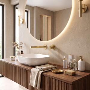 Baterie lavoar incastrata Rea Grace auriu periat - Img 4