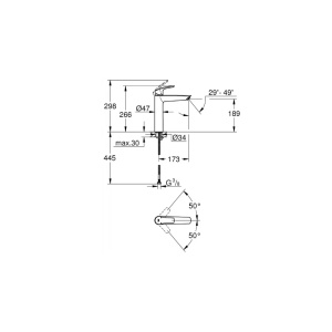 Baterie lavoar monocomanda negru mat Grohe Eurosmart New XL - Img 3