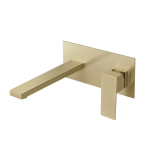 Baterie Lavoar PRO QUADRO GOLD, Montaj Incastrat In Perete, Monocomanda, Culoare Auriu Periat