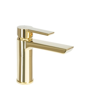 Baterie Lavoar REA Argus GOLD LOW, Montaj Pe Blat, Capat Fix, Monocomanda, Inaltime 16 Cm, Culoare Auriu, Finisaj Lucios - Img 1