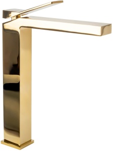 Baterie lavoar REA DUET GOLD HIGH, Montaj pe blat, inaltime 28 cm, finisaj Auriu - Img 1