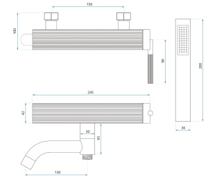 Baterie pentru cada REA Argon, Design Elegant , Culoare Auriu - Img 5