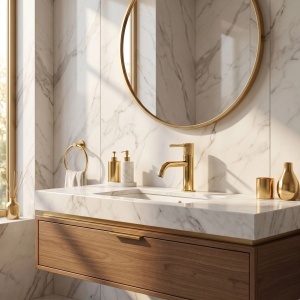 Baterie pentru lavoar Rea Venti Gold Low - Img 3