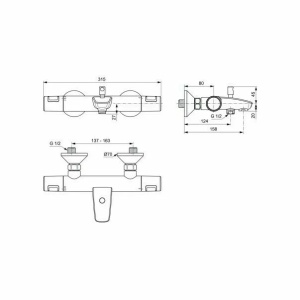 Baterie termostatica pentru cada Ideal Standard Ceratherm T25 - Img 2