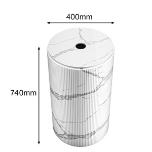 Baza chiuveta rotunda tip piedestal din marmura ceramica Turn alb-gri H74 x Ø40 cm - Img 16