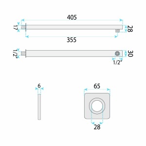 Brat de dus patrat 40cm REA ChromeJS-9022 - Img 7